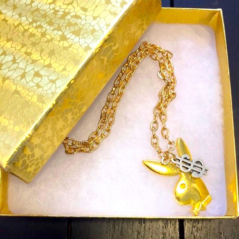 Gold Stainless Steel Playboy Necklace/We Ship Fast